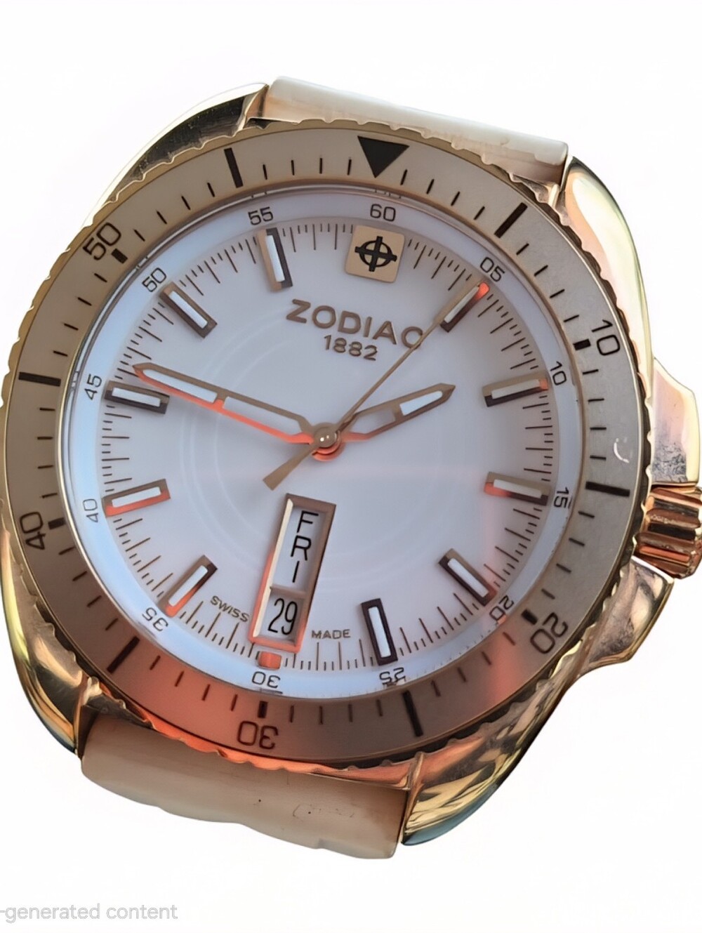 Zodiac Rose Gold and White Day-Date Men's/women/unisex Watch Luxury